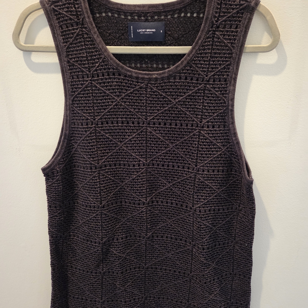 Lucky Brand Crocheted Tank in Charcoal